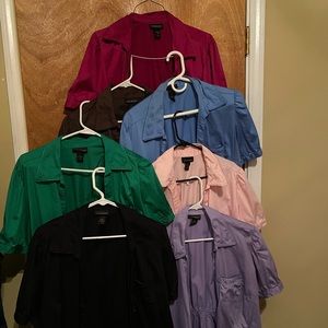 Button down blouses. All the spring colors.